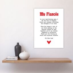 "Artery8 Love Poem Role Play Game Nerd Fiancée Romantic Wall Art Print in White - Size: W24"" x H32""" - thumbnail 4