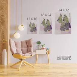 "Artery8 Noh Theater Play Arashiyama Canvas Wall Art Print Kogyo Tsukioka in Purple - Size: W18"" x H24""" - thumbnail 4