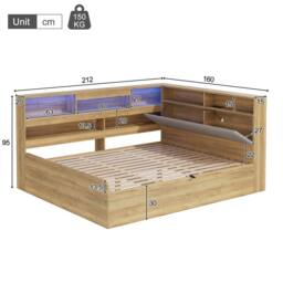 BTM 4FT6 Wooden Daybed Hydraulic LED USB Storage Natural - Size: Double - thumbnail 6