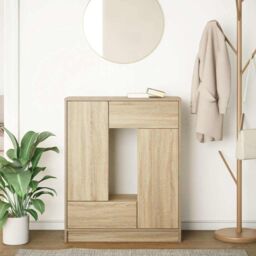 Berkfield Home Sideboard with Drawers & Doors Sonoma Oak 73x31x90 cm in Brown - Size: 73 x 31 x 90 cm - thumbnail 3