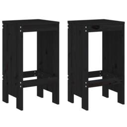 Berkfield Home Bar Stools 2 pcs Black 40x36x75 cm Solid Wood Pine - Size: 40 x 36 x 75 cm