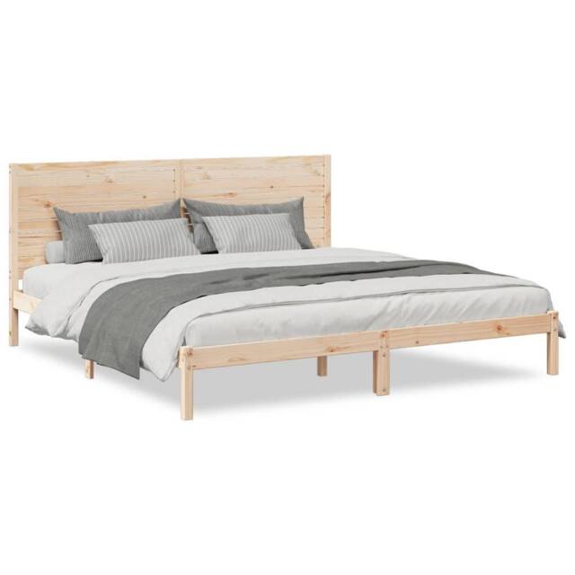 Berkfield Home Extra Long Bed Frame without Mattress 180x220 cm Solid Wood in Natural - image 1