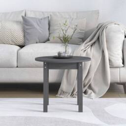 Berkfield Home Coffee Table Grey Ã˜ 45x40 cm Solid Wood Pine - thumbnail 3