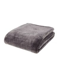 Catherine Lansfield 'Extra Large Raschel Velvet Touch' Blanket Throw in Charcoal - Size: 200 cm x 240 cm - thumbnail 2