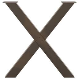 Berkfield Home Dining Table Legs X-Shaped 3 pcs Natural Steel 80x(72-73) cm Steel in Brown - thumbnail 5