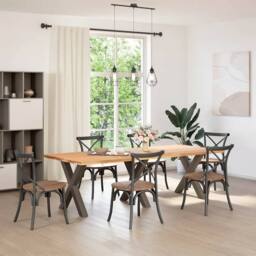 Berkfield Home Dining Table Legs X-Shaped 3 pcs Natural Steel 80x(72-73) cm Steel in Brown