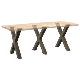 Berkfield Home Dining Table Legs X-Shaped 3 pcs Natural Steel 80x(72-73) cm Steel in Brown - thumbnail 8