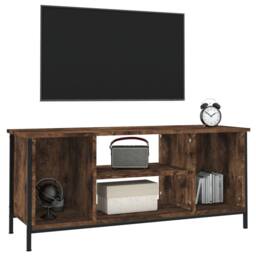 Berkfield Home TV Cabinet Smoked Oak 102x35x45 cm Engineered Wood in Brown - Size: 102 x 35 x 45 cm - thumbnail 4
