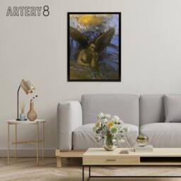 "Artery8 Old Angel Winged Sphinx Painting Redon Vintage Framed Canvas Wall Art - Size: W12"" x H16""" - thumbnail 3