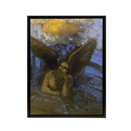 "Artery8 Old Angel Winged Sphinx Painting Redon Vintage Framed Canvas Wall Art - Size: W12"" x H16""" - thumbnail 1