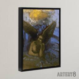 "Artery8 Old Angel Winged Sphinx Painting Redon Vintage Framed Canvas Wall Art - Size: W12"" x H16""" - thumbnail 2