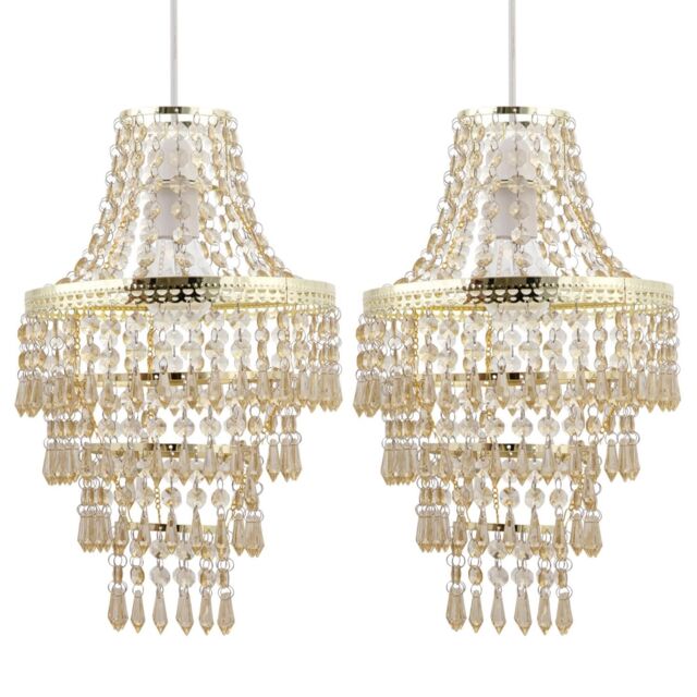 First Choice Lighting Set of 2 Gold Tiered Chandelier Style Light Shades in Amber - image 1