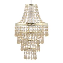 First Choice Lighting Set of 2 Gold Tiered Chandelier Style Light Shades in Amber - thumbnail 3