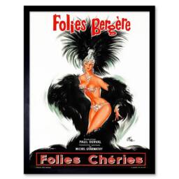 "Artery8 Theatre Cabaret Folies Bergere Showgirl Feather France Framed Art in Red - Size: W12"" x H16""" - thumbnail 1