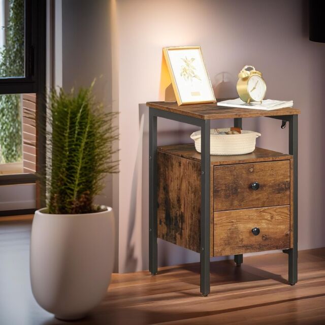 Rafaelo Mobilia Bedside Table with 2 Drawers in Brown - image 1