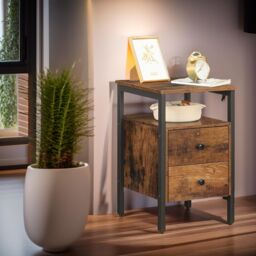 Rafaelo Mobilia Bedside Table with 2 Drawers in Brown - thumbnail 1