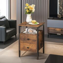 Rafaelo Mobilia Bedside Table with 2 Drawers in Brown - thumbnail 4