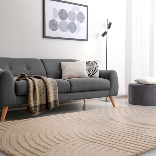 The Rug Shop UK Beige Handmade Modern Easy to clean Geometric Rug - Size: 160 cm x 230 cm