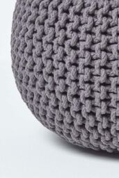 Homescapes Round Cotton Knitted Pouffe Footstool in Dark Grey - thumbnail 4