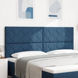 Headboard Diamond Blocks Design Blue 200 cm Fabric - thumbnail 1