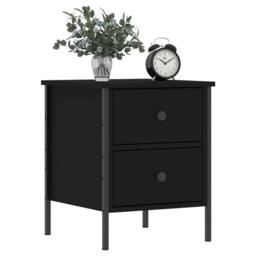 Berkfield Home Bedside Cabinet Black 40x42x50 cm Engineered Wood - Size: 40 x 42 x 50 cm - thumbnail 3