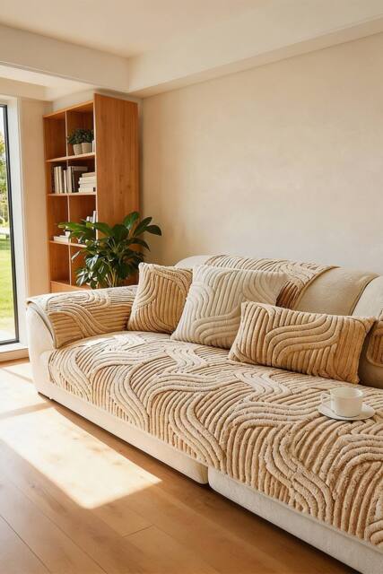 Living and Home Non-Slip Sofa Cover in Durable Polyester in Light Brown - Size: 70 cm x 70 cm - image 1