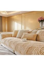 Living and Home Non-Slip Sofa Cover in Durable Polyester in Light Brown - Size: 70 cm x 70 cm - thumbnail 3