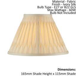 Loops Tapered Cylinder Lamp Shade - Ivory Silk - 60W E27 or B22 - Living Room - e10065 - thumbnail 2