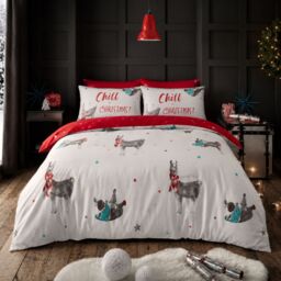 Smart Living Printed Polycotton Christmas Duvet Cover With Pillowcases in White - Size: Double - thumbnail 2
