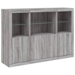 Berkfield Home Sideboards with LED Lights 3 pcs Grey Sonoma Engineered Wood - thumbnail 5