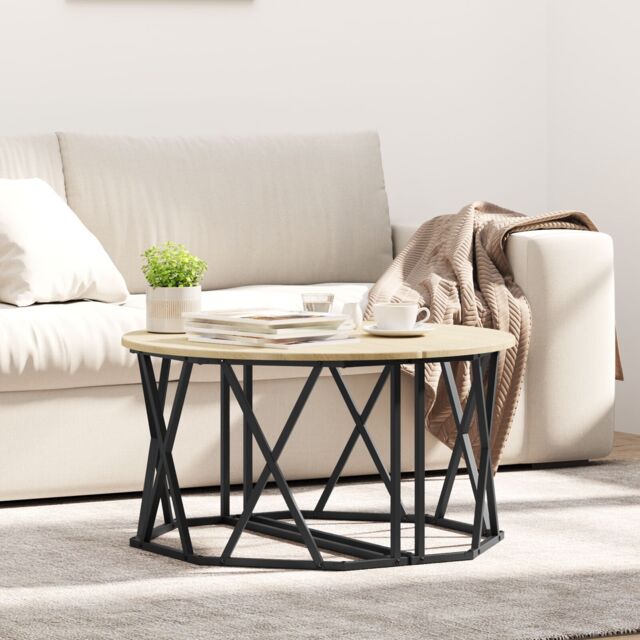 Berkfield Home Coffee Table Sonoma Oak Engineered Wood 80 x 80 x 42 cm in Beige - image 1