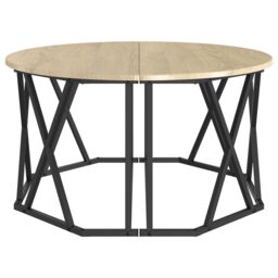 Berkfield Home Coffee Table Sonoma Oak Engineered Wood 80 x 80 x 42 cm in Beige - thumbnail 6