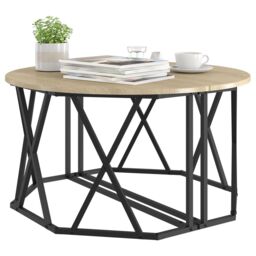 Berkfield Home Coffee Table Sonoma Oak Engineered Wood 80 x 80 x 42 cm in Beige - thumbnail 3