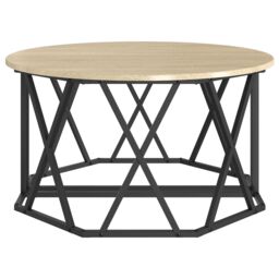 Berkfield Home Coffee Table Sonoma Oak Engineered Wood 80 x 80 x 42 cm in Beige - thumbnail 7