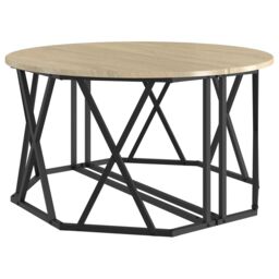Berkfield Home Coffee Table Sonoma Oak Engineered Wood 80 x 80 x 42 cm in Beige - thumbnail 5