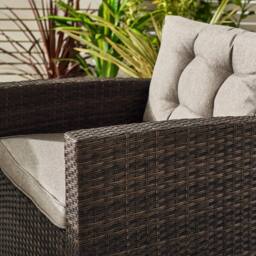 FurnitureboxUK Marbella Textured Grey Rattan Garden Dining Set Grey Cushions 9 Seat Outdoor Sofa, Glass Table Top 145x80cm in Brown - Size: 145x80 cm - thumbnail 7
