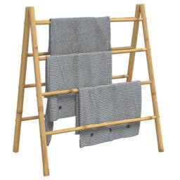 Berkfield Home Double Towel Ladder with 4 Rungs 90x50x100 cm Bamboo in Brown - Size: 90 x 50 x 100 cm - thumbnail 4