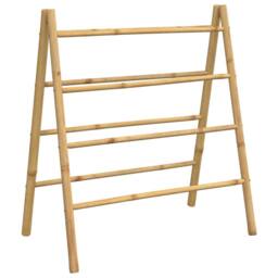 Berkfield Home Double Towel Ladder with 4 Rungs 90x50x100 cm Bamboo in Brown - Size: 90 x 50 x 100 cm - thumbnail 2