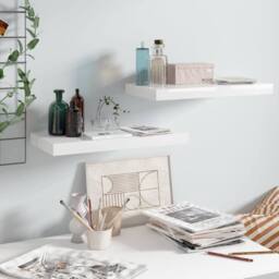 Berkfield Home Floating Wall Shelves 2 pcs High Gloss White 50x23x3.8 cm MDF - thumbnail 2