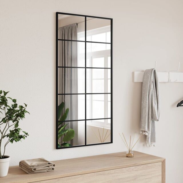 Berkfield Home Wall Mirror Black 50x100 cm Rectangle Iron - image 1