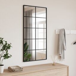 Berkfield Home Wall Mirror Black 50x100 cm Rectangle Iron - thumbnail 1