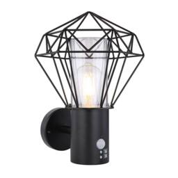 Netlighting Horace PIR Outdoor Wall Lamp Black IP44 1x E27 2700K - thumbnail 1