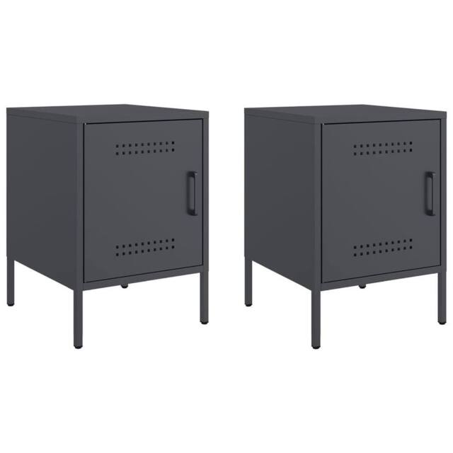 Berkfield Home Bedside Cabinets 2 pcs Anthracite 36x39x50.5 cm Steel in Dark Grey - image 1