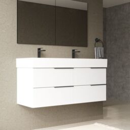 Banyetti Celtic 1200mm Wall Hung Bathroom Vanity Unit with Veneto 2 Tap Hole Basin - Gloss White - thumbnail 3