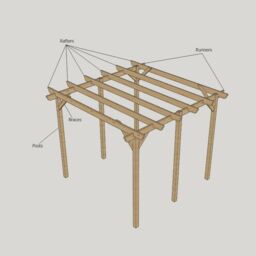 Rutland County Garden Furniture Ltd Garden Pergola 6 Post - L480 x W480 x H270 cm - Rustic Brown - thumbnail 4
