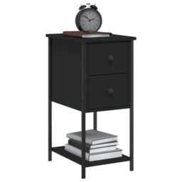 Berkfield Home Bedside Cabinets 2 pcs Black 32x42x70 cm Engineered Wood - Size: 32 x 42 x 70 cm - thumbnail 4