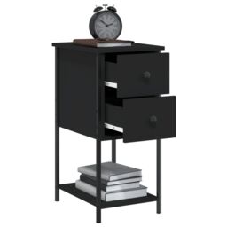 Berkfield Home Bedside Cabinets 2 pcs Black 32x42x70 cm Engineered Wood - Size: 32 x 42 x 70 cm - thumbnail 5