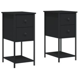 Berkfield Home Bedside Cabinets 2 pcs Black 32x42x70 cm Engineered Wood - Size: 32 x 42 x 70 cm - thumbnail 2