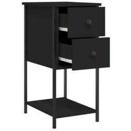 Berkfield Home Bedside Cabinets 2 pcs Black 32x42x70 cm Engineered Wood - Size: 32 x 42 x 70 cm - thumbnail 6