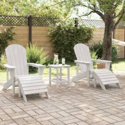 Berkfield Home Adirondack Chairs with Footrests 2 pcs White HDPE - thumbnail 3